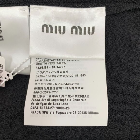 Miu Miu Black Wool Blend Dress With Gold Button Accents & Satin Hem Detail - Picture 5 of 8